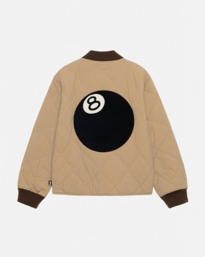 Men's Stussy 8 Ball Quilted Liner Jackets Brown Ireland | KXQ-7657