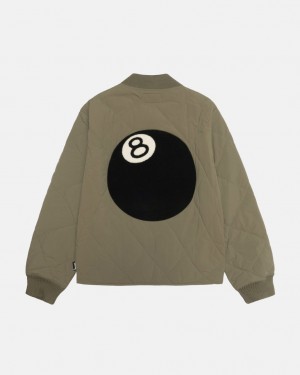 Men's Stussy 8 Ball Quilted Liner Jackets Olive Ireland | SCY-3532