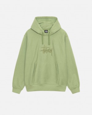 Men's Stussy Basic Applique Hood Sweatshirts Green Ireland | JLP-9365