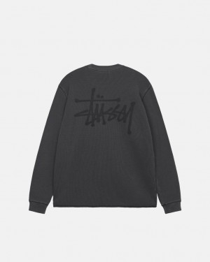 Men's Stussy Basic Stock Ls Thermal Tops Black Ireland | FJV-5897