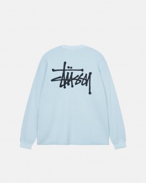 Men's Stussy Basic Stock Ls Thermal Tops Light Blue Ireland | ZZR-3316