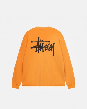 Men's Stussy Basic Stock Ls Thermal Tops Orange Ireland | TOM-1422