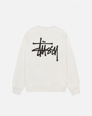 Men's Stussy Basic Stüssy Pigment Dyed Crew Sweatshirts Beige Ireland | VCD-1258