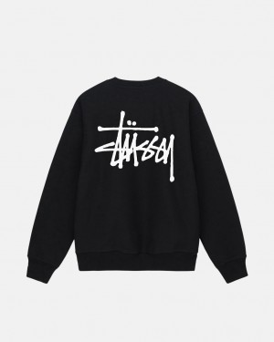 Men's Stussy Basic Stussy Crew Sweatshirts Black Ireland | BIM-3529