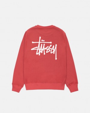 Men's Stussy Basic Stussy Crew Sweatshirts Red Ireland | KDG-1481