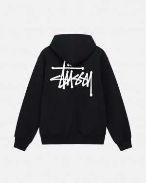 Men's Stussy Basic Stussy Hoodie Black Ireland | SEZ-5437