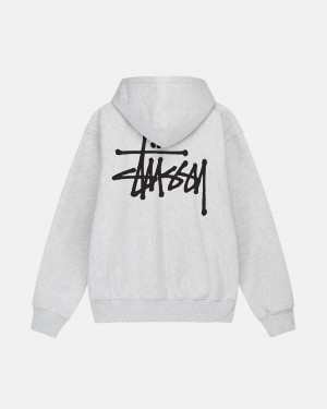 Men's Stussy Basic Stussy Hoodie Grey Ireland | EBY-7968