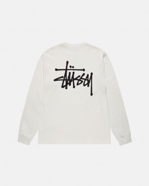 Men's Stussy Basic Stussy LS Tee Pigment Dyed Tees Beige Ireland | SWP-3166