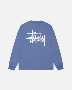 Men's Stussy Basic Stussy Ls Tees Royal Blue Ireland | NGX-1282