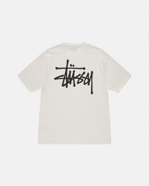 Men's Stussy Basic Stussy Tees Beige Ireland | DBI-2923