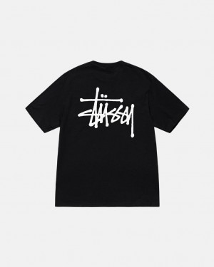 Men's Stussy Basic Stussy Tees Black Ireland | PUV-3768