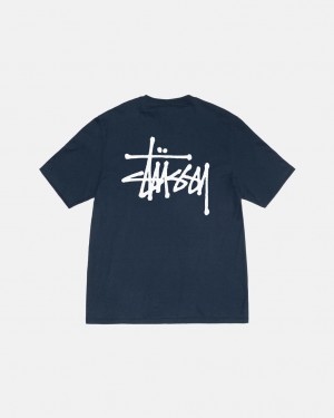 Men's Stussy Basic Stussy Tees Navy Ireland | KKS-3849