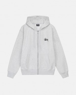 Men's Stussy Basic Stussy Zip Hoodie Grey Ireland | TZV-4217