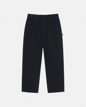 Men's Stussy Beach Pant Brushed Cotton Pants Black Ireland | GVK-1221