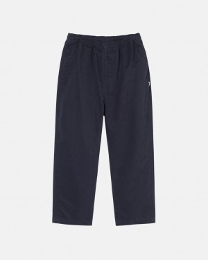 Men's Stussy Beach Pant Brushed Cotton Pants Navy Ireland | WSA-8349