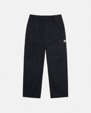 Men's Stussy Beach Pant Ripstop Cargo Pants Black Ireland | DFV-7482