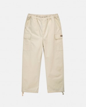 Men's Stussy Beach Pant Ripstop Cargo Pants Cream Ireland | YRO-3911