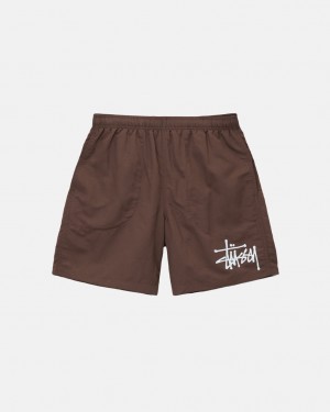 Men's Stussy Big Basic Water Short Swimwear Coffee Ireland | GIU-0226