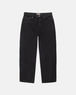 Men's Stussy Big Ol' Jean Washed Canvas Denim Black Ireland | ZGY-8862