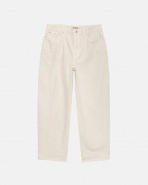 Men's Stussy Big Ol' Jean Washed Canvas Pants Beige Ireland | ZYC-8196