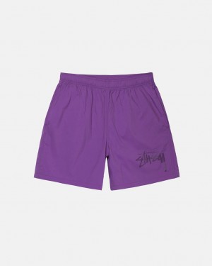 Men's Stussy Big Stock Nylon Shorts Purple Ireland | RRP-3445