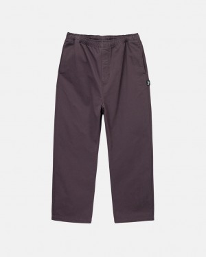 Men's Stussy Brushed Beach Pants Burgundy Ireland | ZVU-5690