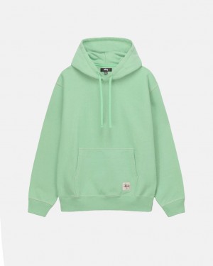 Men's Stussy Contrast Stitch Label Hood Sweatshirts Green Ireland | IKI-8953