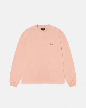 Men's Stussy Lazy Ls Tees Light Pink Ireland | NDR-4158