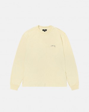 Men's Stussy Lazy Ls Tees Yellow Ireland | APV-7944