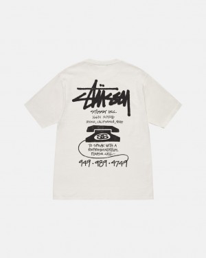 Men's Stussy Old Phone Tee Pigment Dyed Tees Beige Ireland | QDB-7016