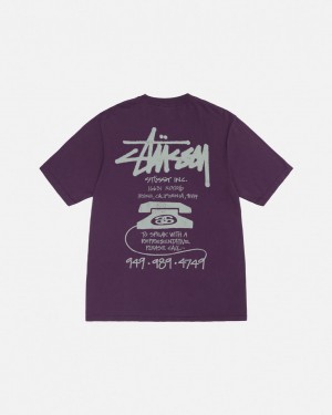 Men's Stussy Old Phone Tee Pigment Dyed Tees Purple Ireland | PMS-4606