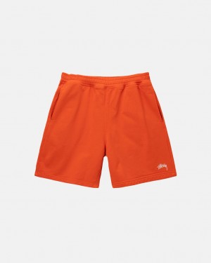 Men's Stussy Overdyed Stock Logo Short Sweatshirts Orange Ireland | NMM-3207