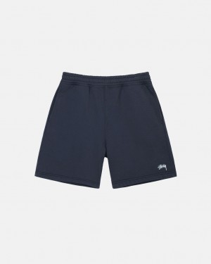 Men's Stussy Overdyed Stock Logo Sweat Shorts Navy Ireland | HYX-9770