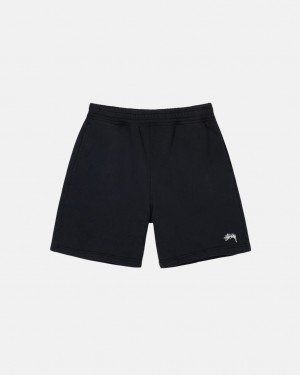 Men's Stussy Overdyed Stock Logo Sweat Short Sweatshorts Black Ireland | FUW-9116