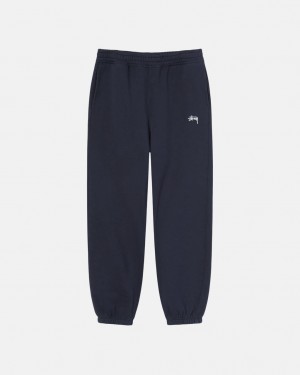 Men's Stussy Overdyed Stock Logo Sweatpants Navy Ireland | LHV-2171