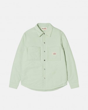 Men's Stussy Padded Tech Over Shirts Green Ireland | BFE-8973