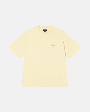 Men's Stussy Pig. Dyed Inside Out Crew Tees Yellow Ireland | KLX-6827