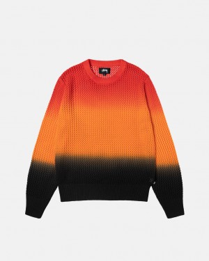 Men's Stussy Pigment Dyed Loose Gauge Knit Sweaters Black / Red Ireland | FGL-7292