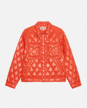 Men's Stussy Ranch Jacket Quilted Nylon Jackets Red Ireland | OHT-6928