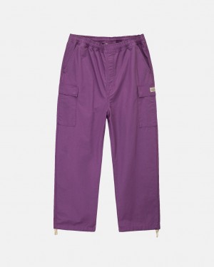 Men's Stussy Ripstop Cargo Beach Pants Purple Ireland | NED-5322