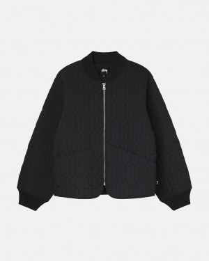 Men's Stussy S Quilted Liner Jackets Black Ireland | IOB-4122