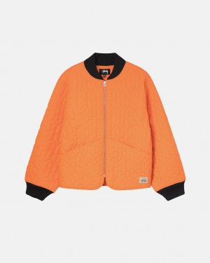 Men's Stussy S Quilted Liner Jackets Orange Ireland | JZS-7270