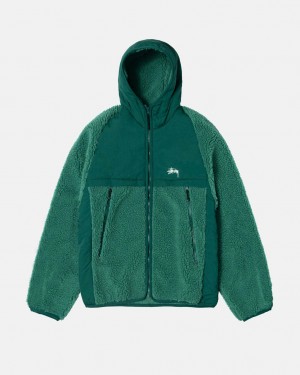 Men's Stussy Sherpa Paneled Hooded Jackets Turquoise Ireland | ULV-5084