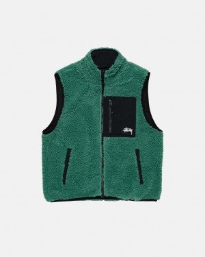 Men's Stussy Sherpa Reversible Vest Turquoise Ireland | ULQ-7847