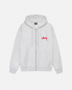 Men's Stussy Skate Tough Zip Hoodie Grey Ireland | GCZ-4329