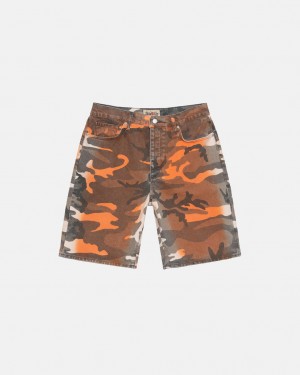 Men's Stussy Spray Dye Big Ol' Shorts Orange Camo Ireland | NGK-1650