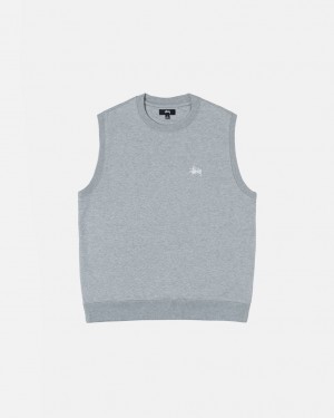 Men's Stussy Stock Fleece Vest Sweatshirts Grey Ireland | YZA-9241