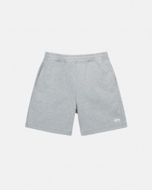 Men's Stussy Stock Logo Sweat Shorts Grey Ireland | UOI-1174