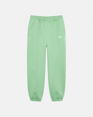 Men's Stussy Stock Logo Sweatpants Green Ireland | CFN-4106