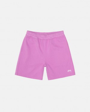 Men's Stussy Stock Logo Sweatshorts Purple Ireland | LGW-6908